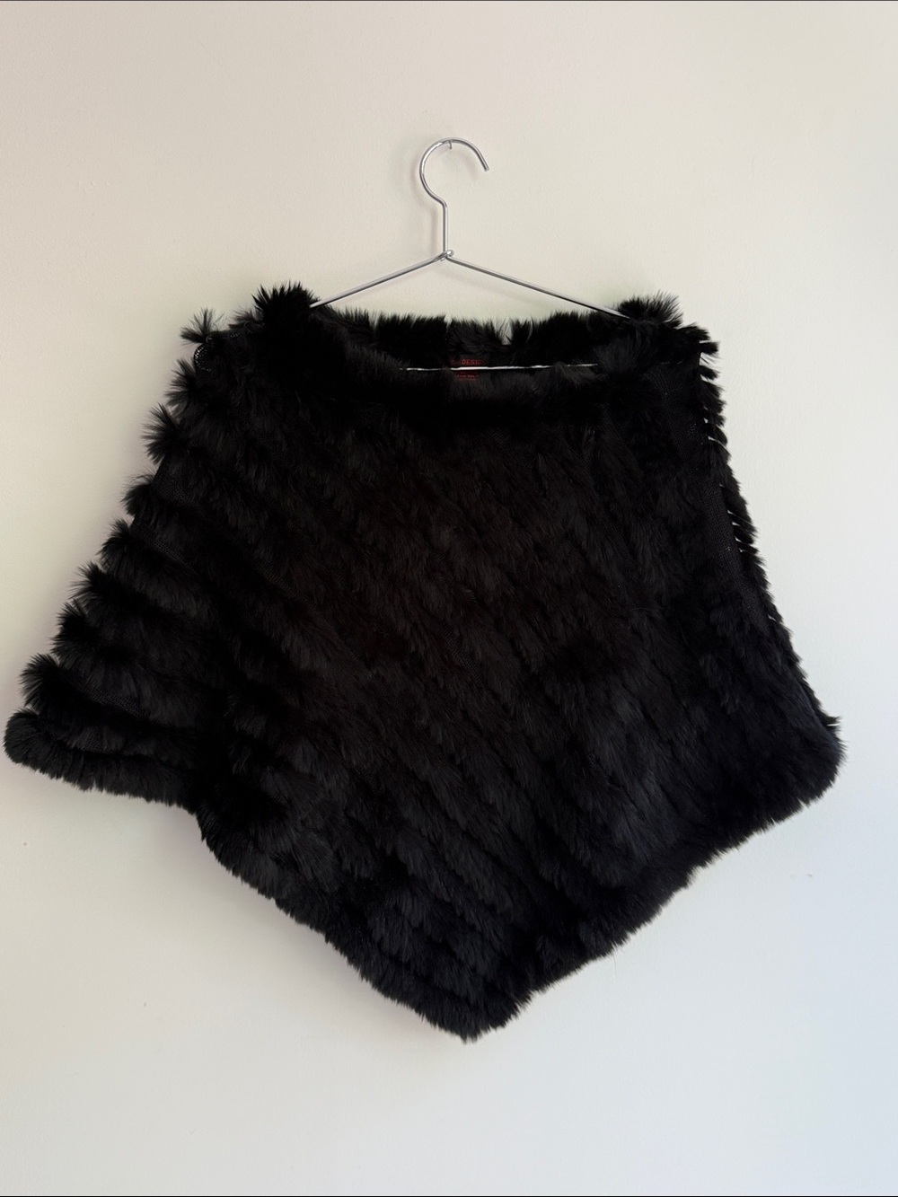 Black Rabbit Fur Poncho